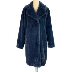 Velvet by Graham & Spencer Velvet Evalyn Fur Coat Navy Small Winter Teddy Coat